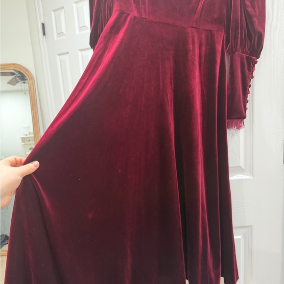 Antonio Melani Velvet Burgundy Dress - Picture 2 of 4